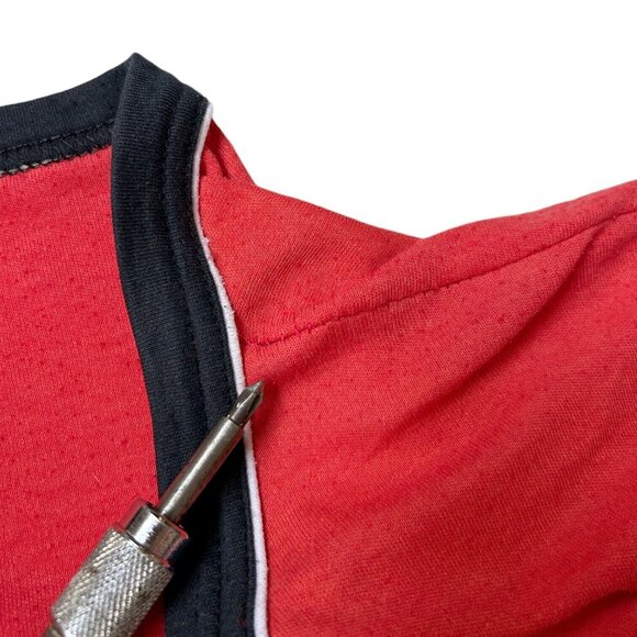 70s 80s Vintage T-shirt Dress Maxi Ringer V-neck Soft Thin Contrast Collar. - Picture 9 of 9